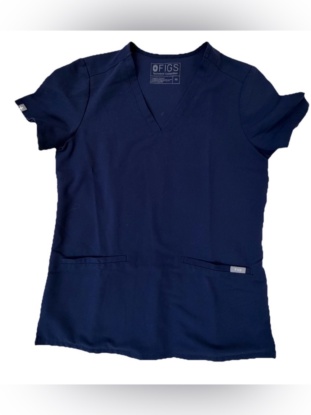 FIGS Technical Navy Women's Scrub Top Sz XS Stretch Uniform Medical